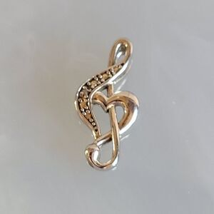 Sterling Silver Treble Clef Heart Pendant 925 Music Jewelry Necklace Charm